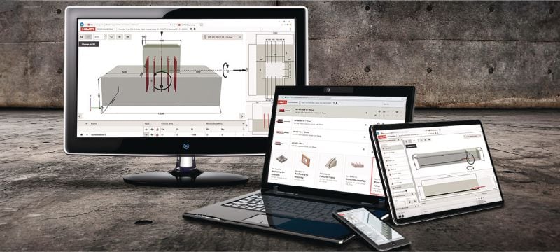 Logiciel de conception structurelle de PROFIS Engineering Suite Logiciel de dimensionnement du chevillage d’ingénierie structurelle avec les codes et les homologations, les calculs de la méthode des éléments finis basée sur les composants et une variété de méthodes de fixation Applications 1