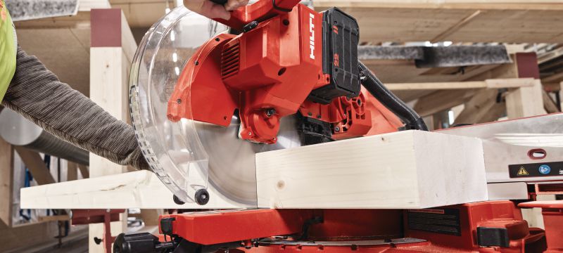 SM 60-22 Cordless miter saw Dual-bevel sliding compound miter saw with a cross cut capacity up to 100x355mm│4”x 13-3/4 (Nuron battery platform) Applications 1